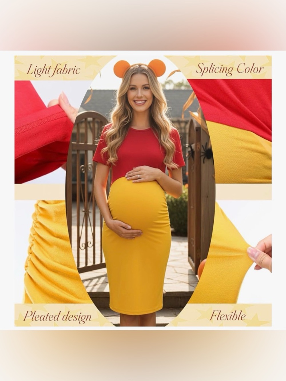 Red & Yellow Maternity Bodycon Dress Only Medium